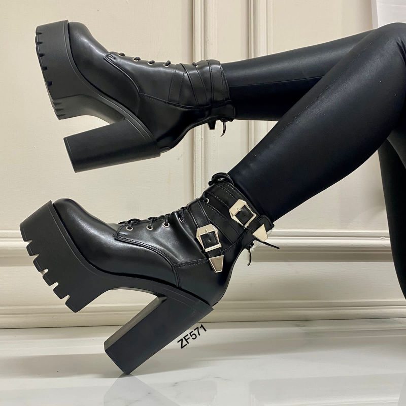 Botin negro correas tacon 12cm   169-23  C-3 - Image 2