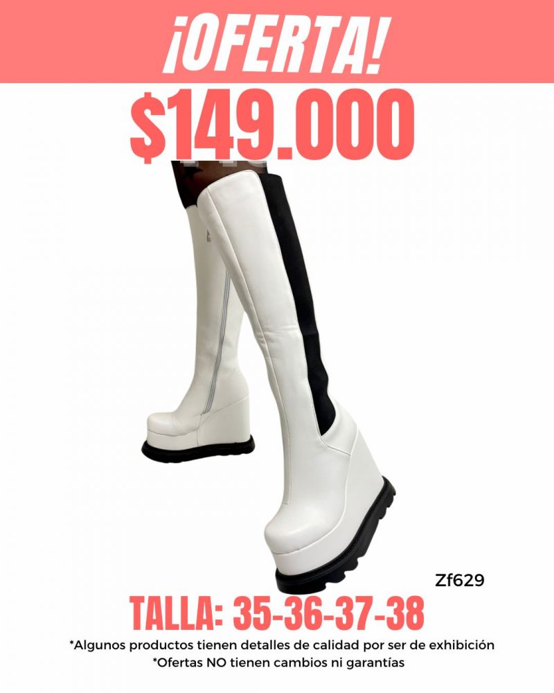 Bota caña alta blanca plataforma 14cm  2088-4  C-1