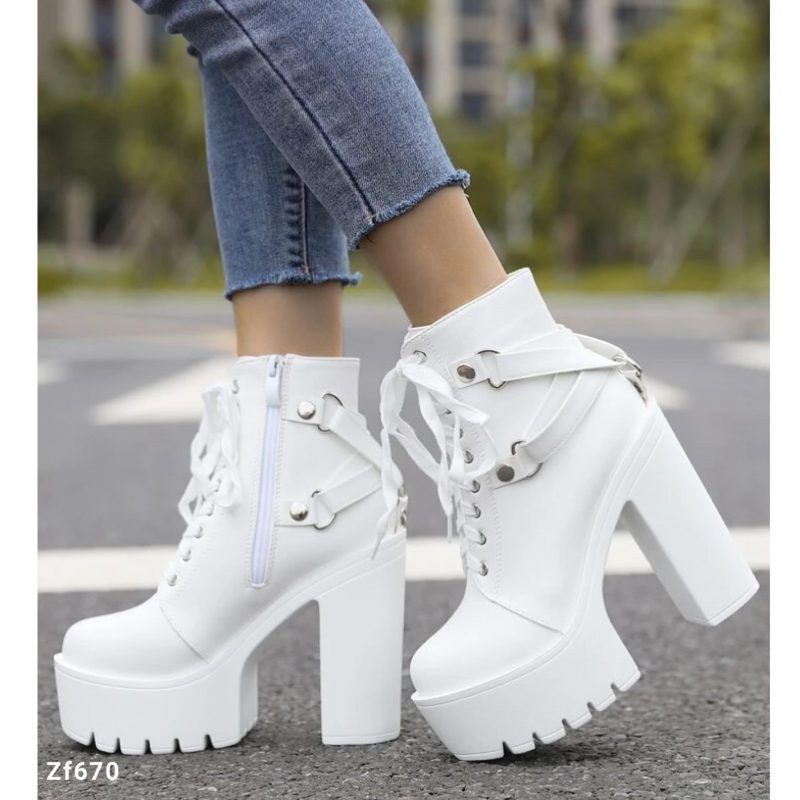Botin blanco correas plataforma 4cm tacon 13cm  1191-3  C-4 - Image 2