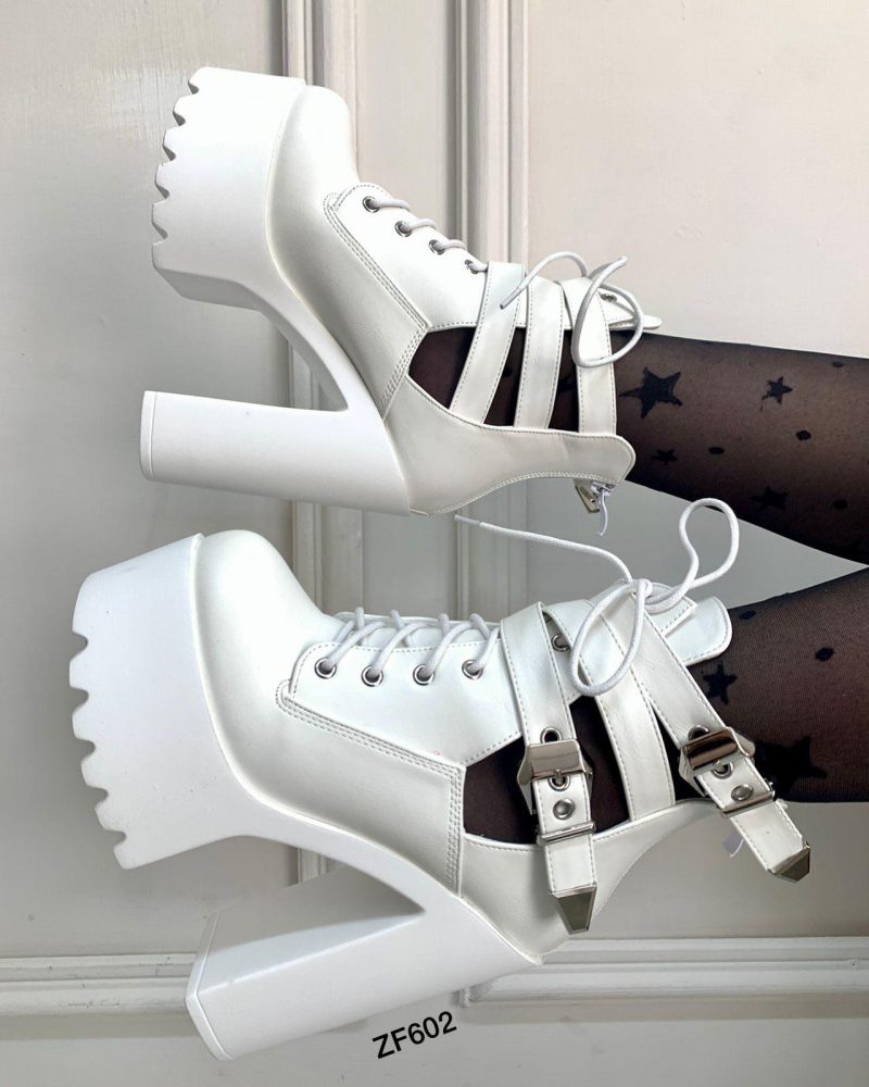 Botin blanco correas tacon 14cm    659-16   C-2
