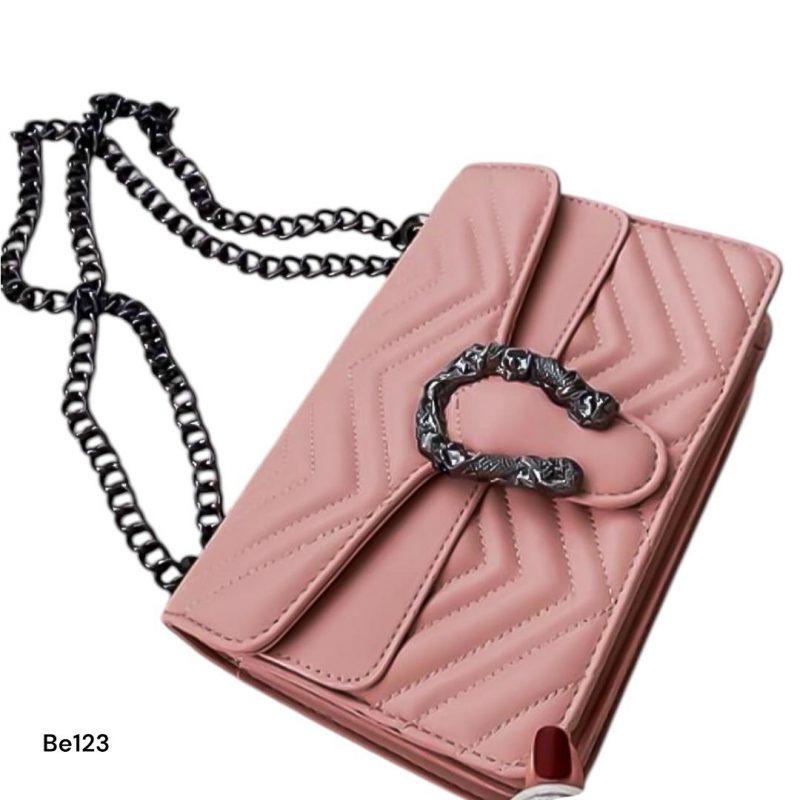 Bolso rosa aplique y cadena plomo   25cm*  15cm  A-372  C-B - Image 3