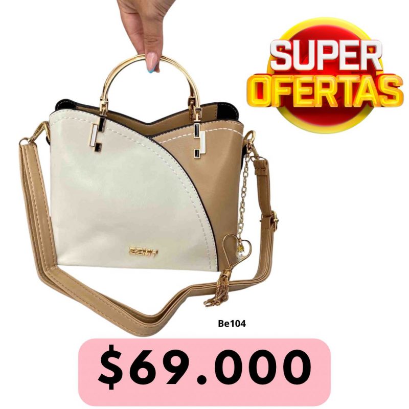Bolso beige apliques dorados  18cm*   22cm   BAG21  C-B