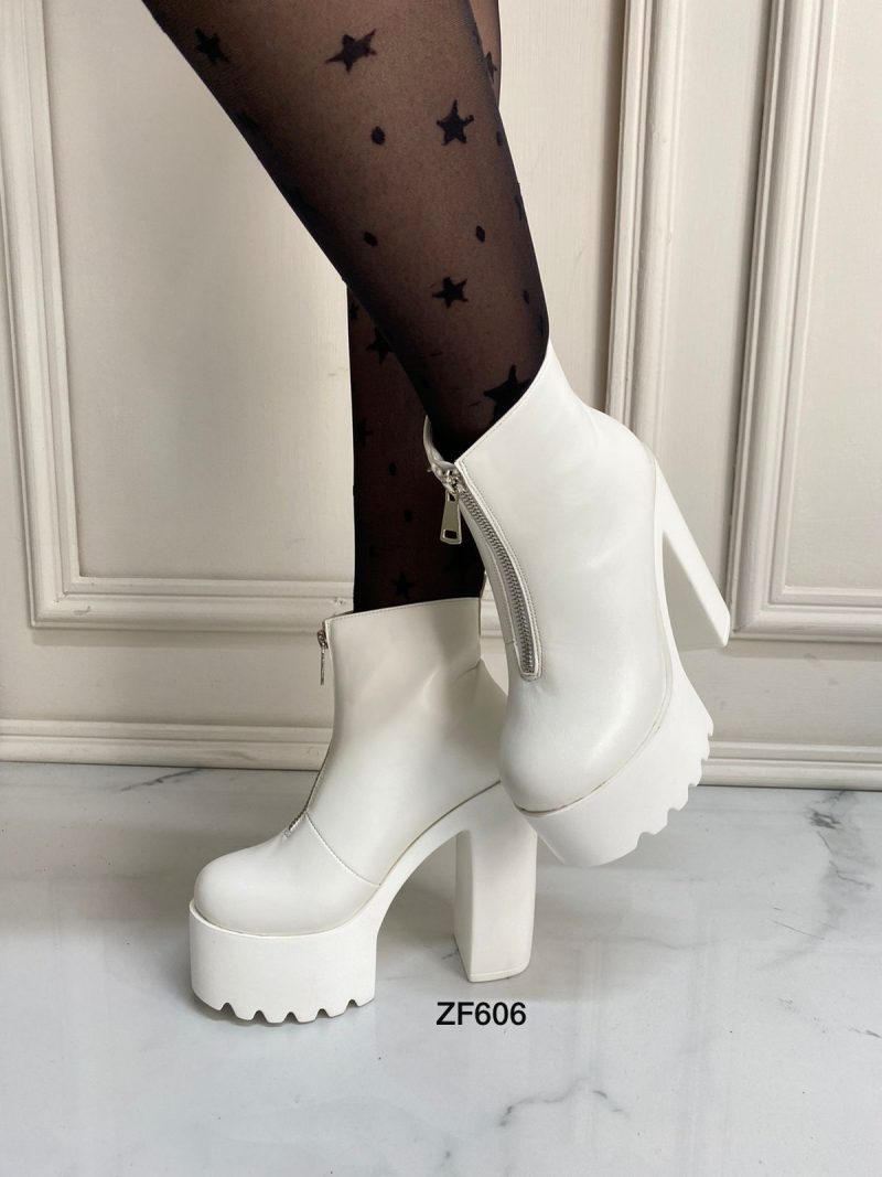 Botin blanco cierre frontal tacon 14cm  659-12   C-2 - Image 2