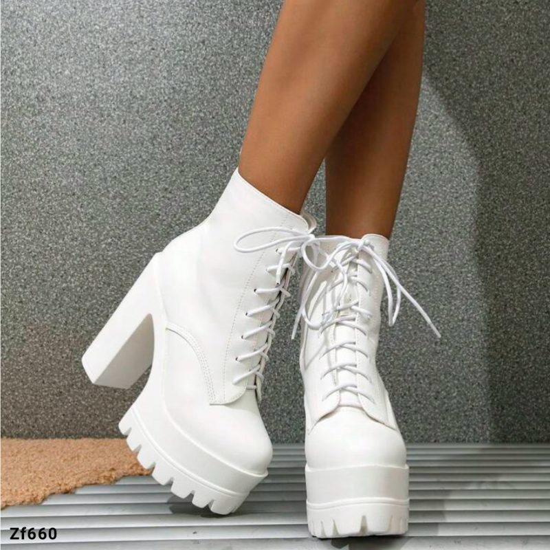 Botin blanco plataforma 5m  tacon 13cm   809-1   C-4