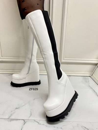 Bota caña alta blanca plataforma 14cm  2088-4  C-1