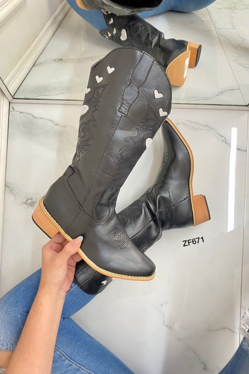 Bota texana negra tacon 4cm  BT01  C-1 - Image 3