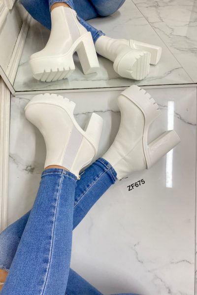 Botin blanco tacon 13cm 1191-21 C-4