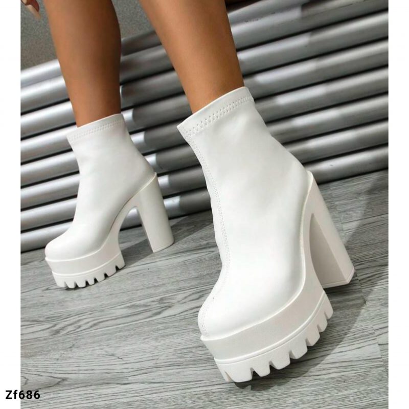 Botin blanco plataforma 4cm tacon 12cm  809-3  C-3 - Image 3