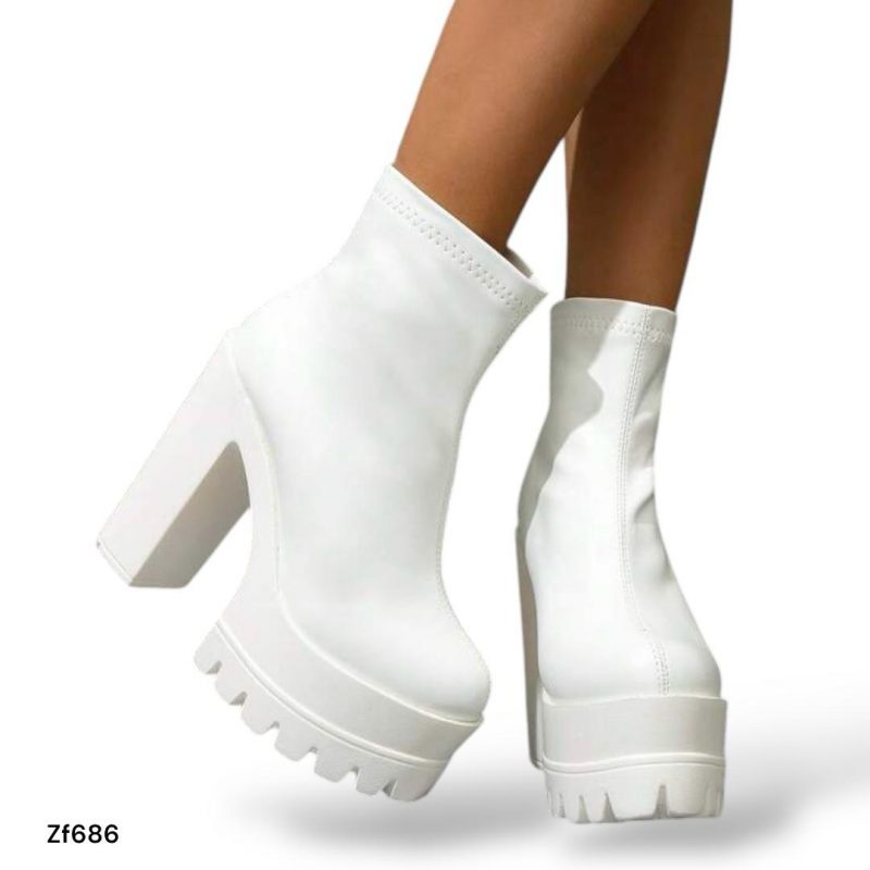 Botin blanco plataforma 4cm tacon 12cm  809-3  C-3