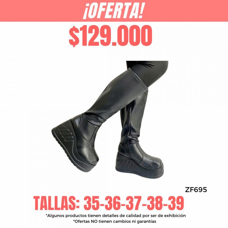 Bota caña alta negra plataforma 10cm  BT11   C-1
