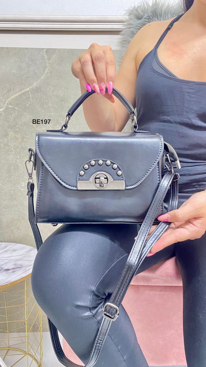 Bolso negro apliques plomo   22cm*  16cm  BAG08   C-B
