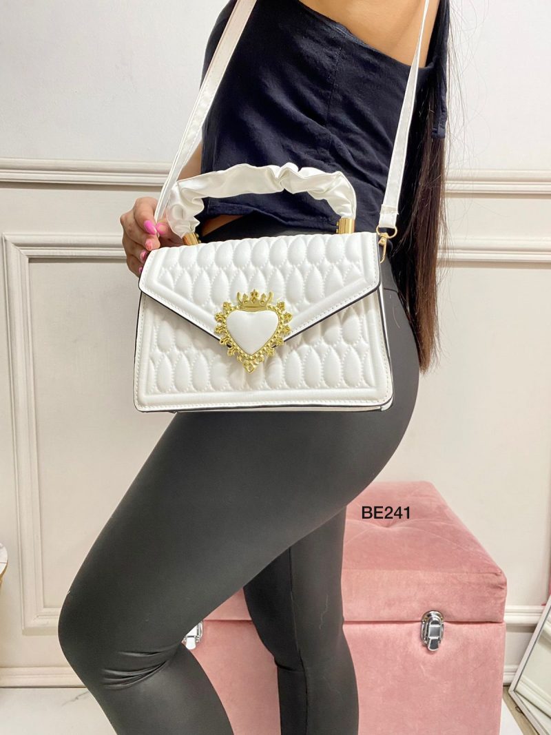 Bolso textura blanca aplique dorado  22cm*  15cm  BAG18  C-B - Image 2