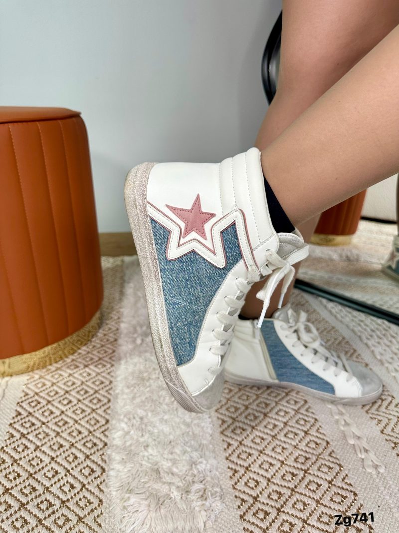 Tenis blanco textura azul suela 2cm   FY0616-2  C-59