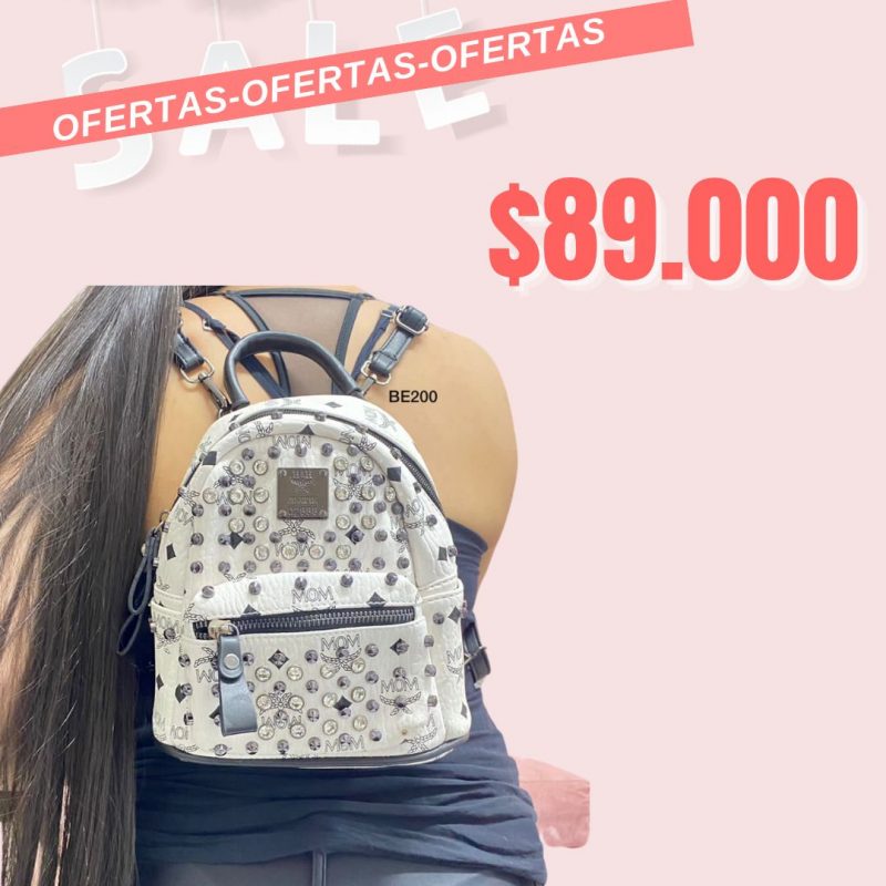 Morral blanco apliques brillantes  19cm* 21cm  523-1  C-B