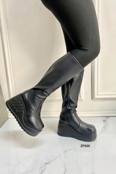 Bota caña alta negra plataforma 10cm BT11 C-1