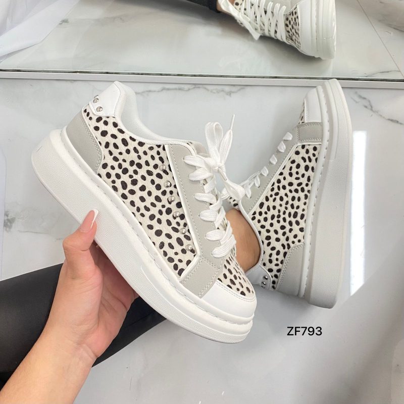 Tenis blanco textura café suela 3cm  RA40  C-69