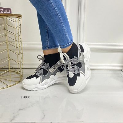 Tenis negros suela blanca 4cm  SX307  C-71