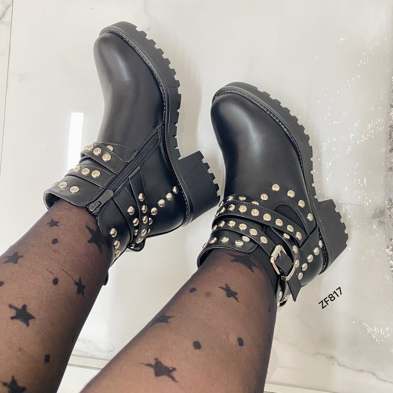 Botin negro apliques plateados tacon 5cm   566-9   C-60 - Image 3