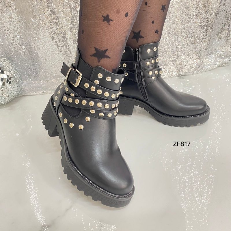 Botin negro apliques plateados tacon 5cm   566-9   C-60 - Image 2