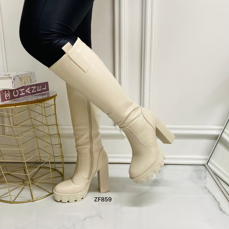 Bota caña alta beige tacon 11cm  D7967  C-43 - Image 3