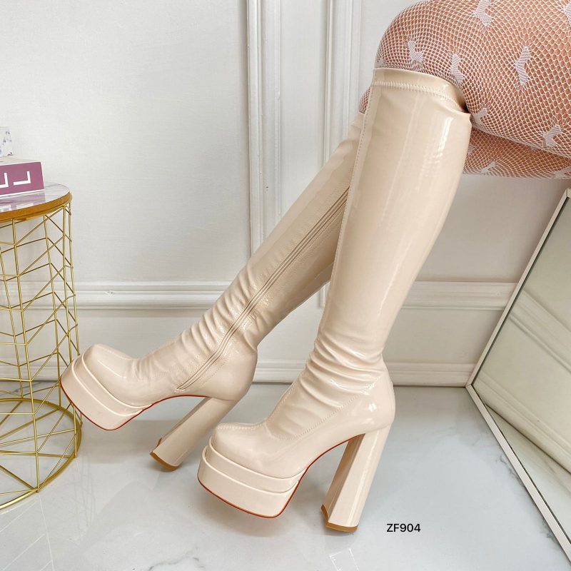 Bota caña alta beige charol plataforma 4cm  tacon 14cm  C-261  C-42 - Image 3