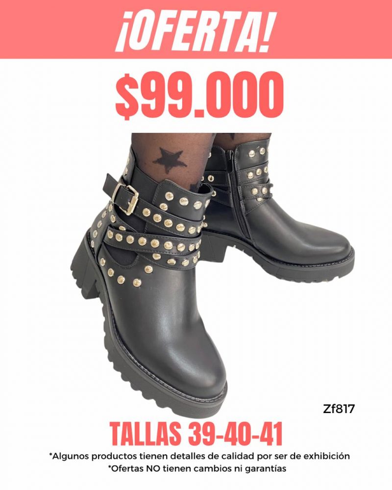 Botin negro apliques plateados tacon 5cm   566-9   C-60