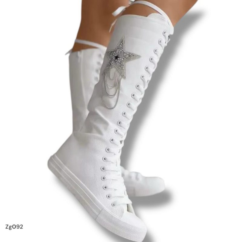 Tenis caña alta blanco apliques   YB-07  C-1
