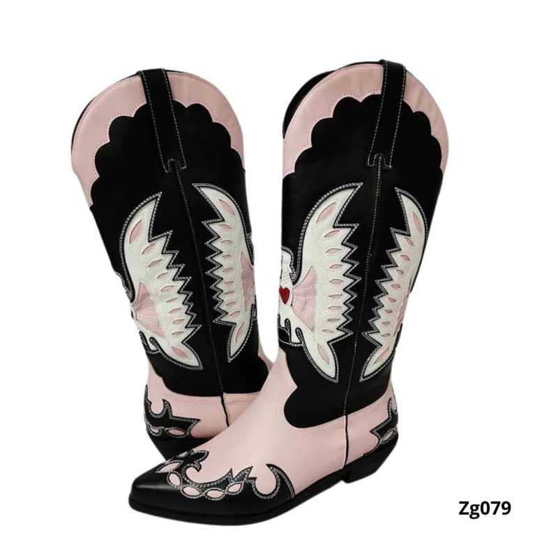 Bota texana negro detalles rosado tacon 3cm  BOT012C  C-1 - Image 3