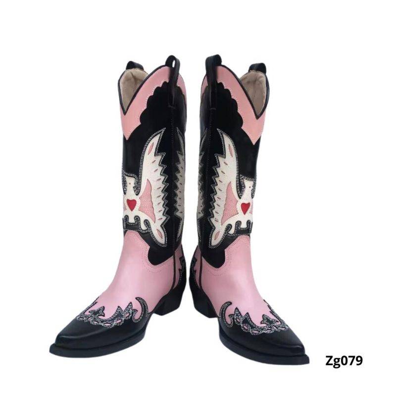 Bota texana negro detalles rosado tacon 3cm  BOT012C  C-1 - Image 2