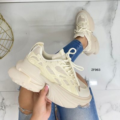 Tenis beige suela 6cm TEN001C C-1