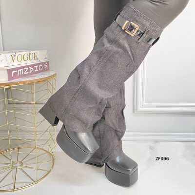 Bota negra doblez jean negro tacon 13cm BT04# C-1