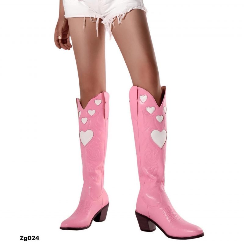 Bota texana rosado detalles blanco tacon 6cm  BOT006C  C-1 - Image 3