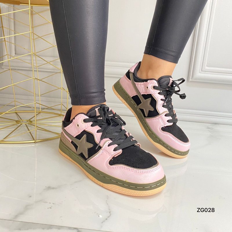 Tenis rosado detalles negro cafe  TN18#  C-1