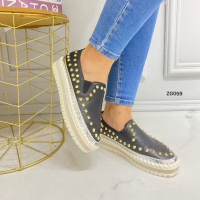 Baleta negro apliques dorado suela 3cm ZP03# C-1