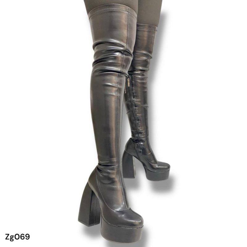 Bota caña alta negro plataforma 4cm tacon 14cm  SL7011  C-1