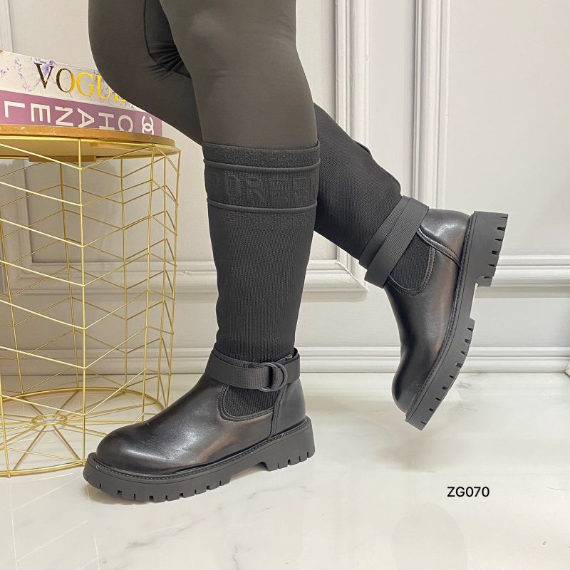 Bota caña alta negro suela 3cm  BT06#  C-1 - Image 3