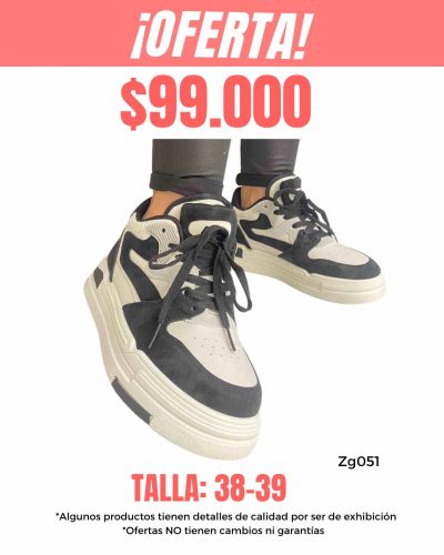 Tenis beige detalles negro suela 3cm  TEN002C  C-1