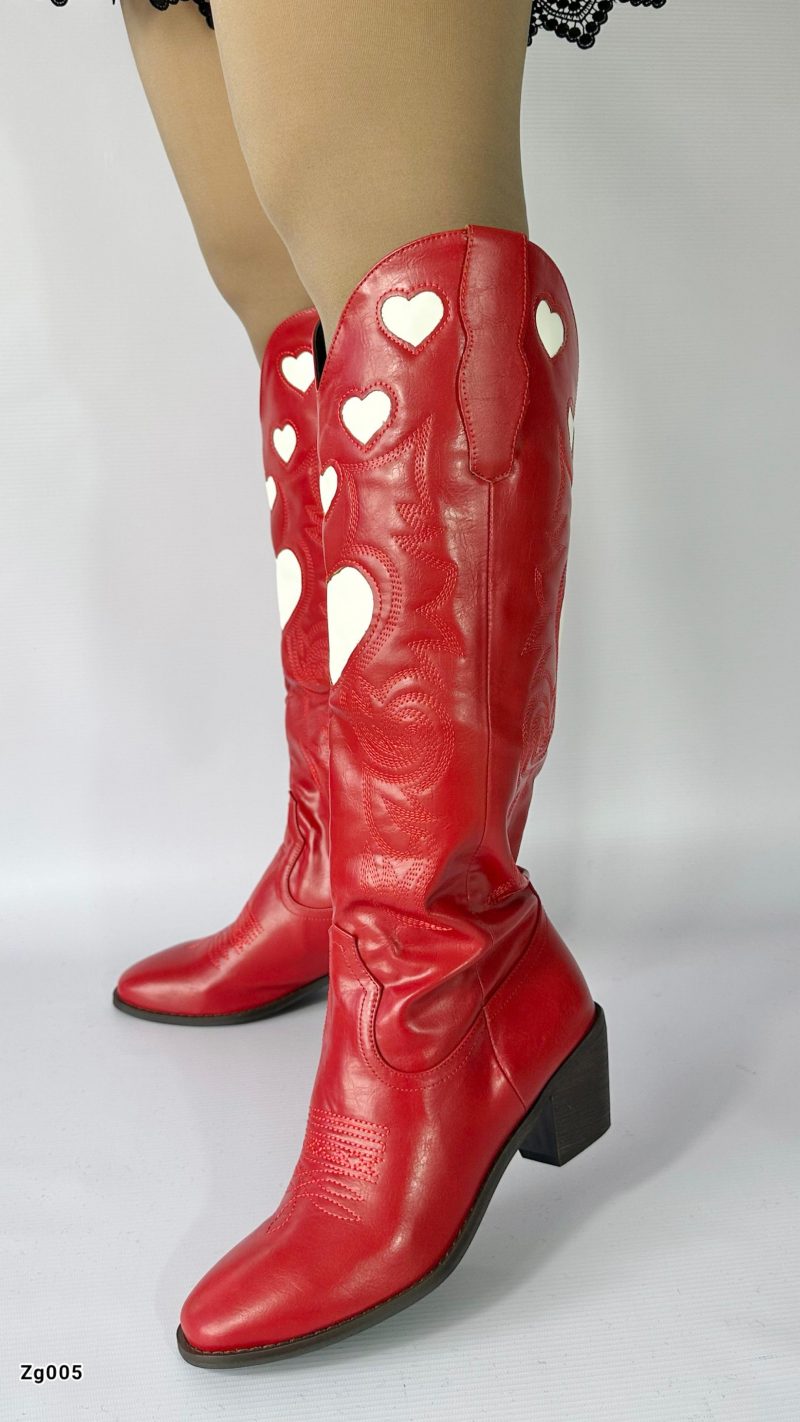 Bota texana rojo detalles blanco tacon 6cm   BOT006C  C-1 - Image 2