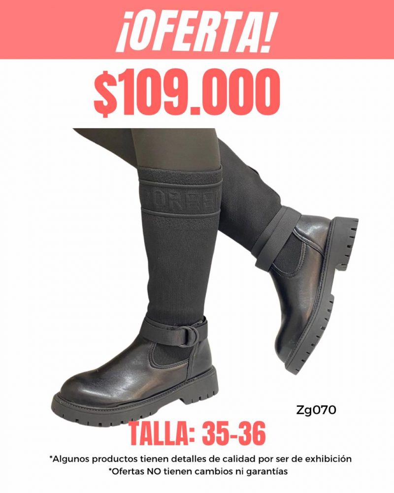 Bota caña alta negro suela 3cm  BT06#  C-1
