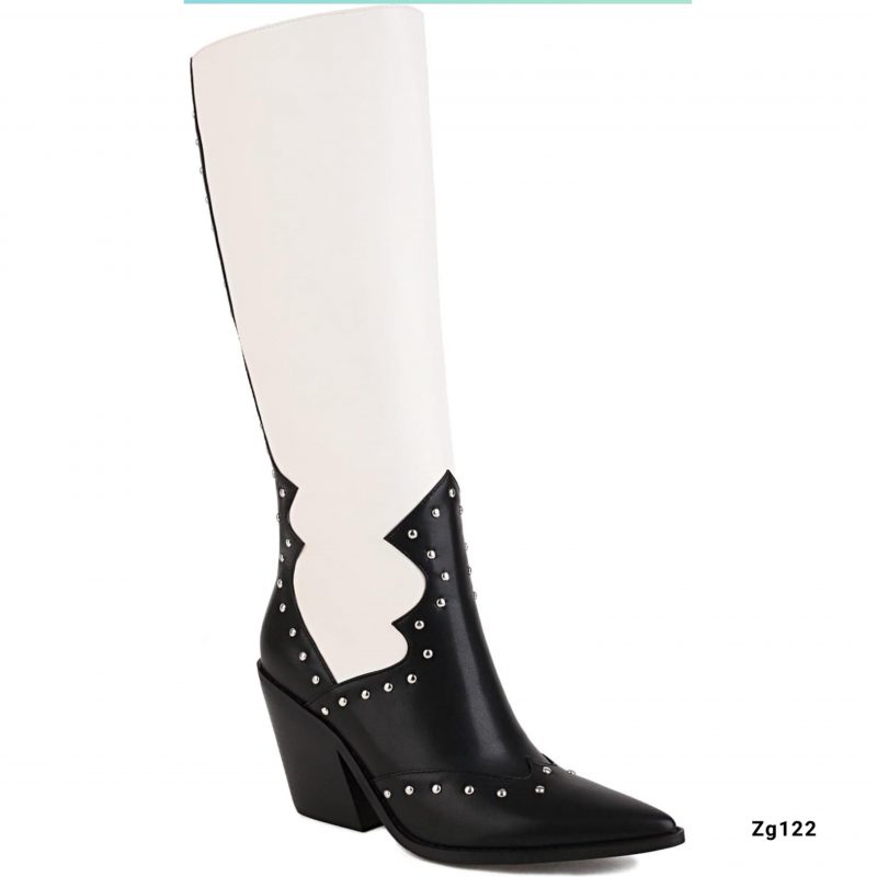 Bota texana negro/beige apliques tacon 9cm  BTC07#  C-1 - Image 2