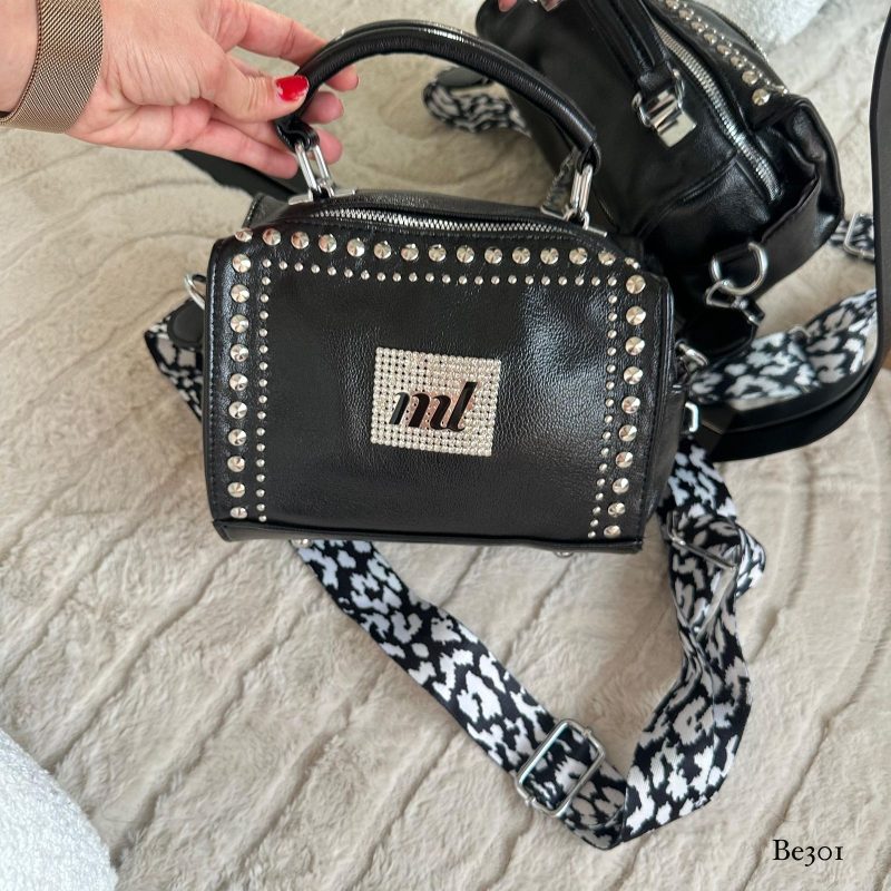 Bolso negro apliques plateados  20cm* 16cm  8698-2  C-B - Image 3