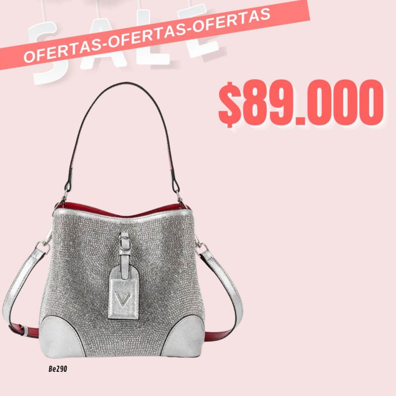 Bolso plateado apliques brillantes  22cm*  20cm   3008  C-B