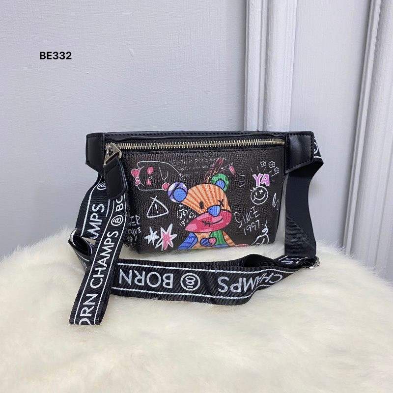 Riñonera negra detalles colores  19cm*  13cm  1059  C-B