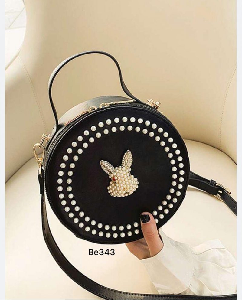 Bolso negro aplique dorado perlas  18cm*  18cm  BL10#  C-B