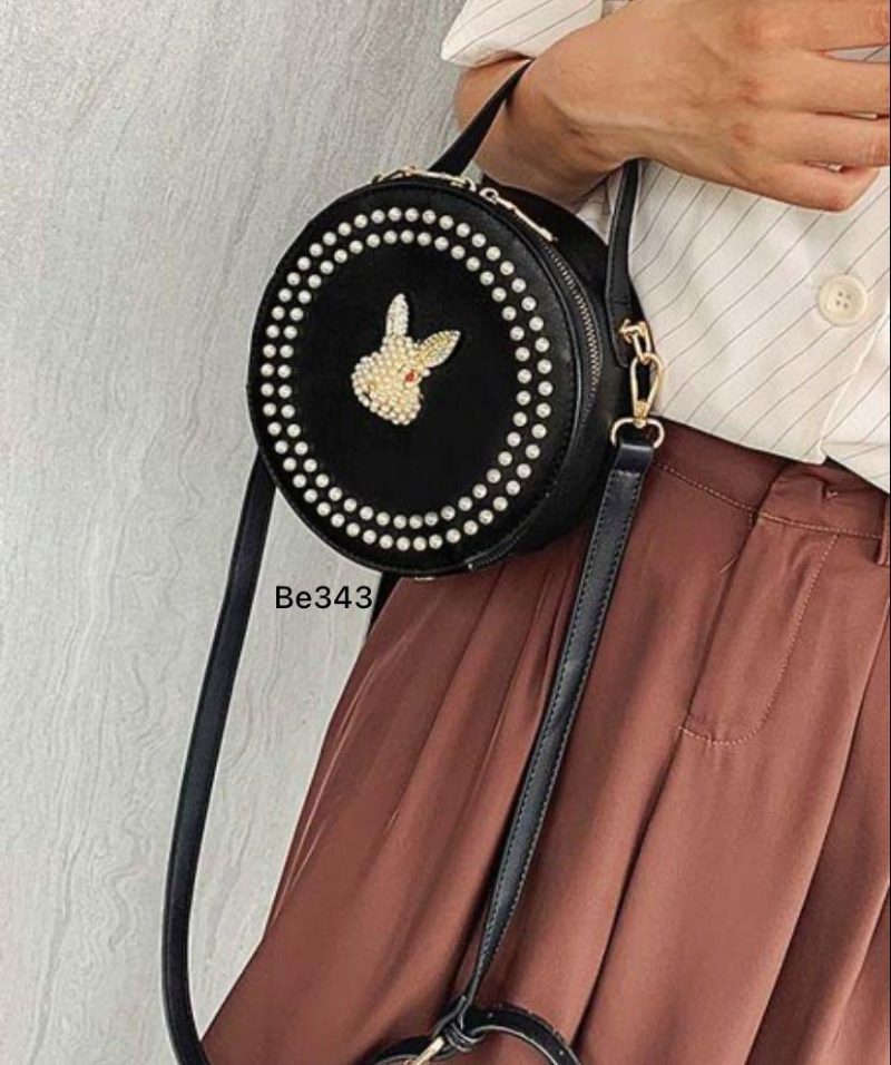 Bolso negro aplique dorado perlas  18cm*  18cm  BL10#  C-B - Image 3