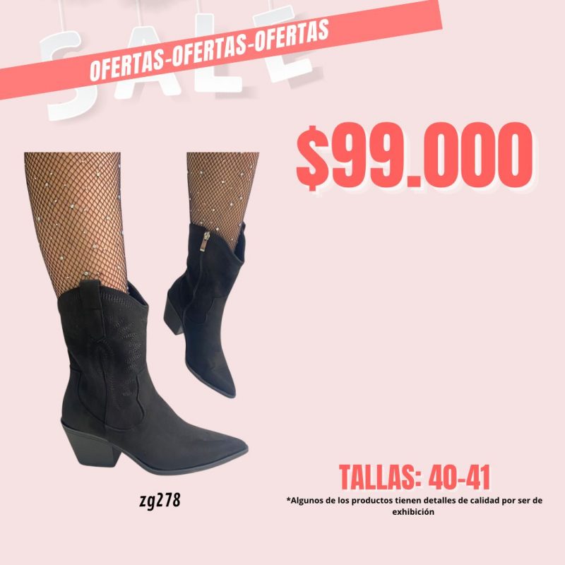 Botin texano negro tacon 7cm    MS-25012  C-29