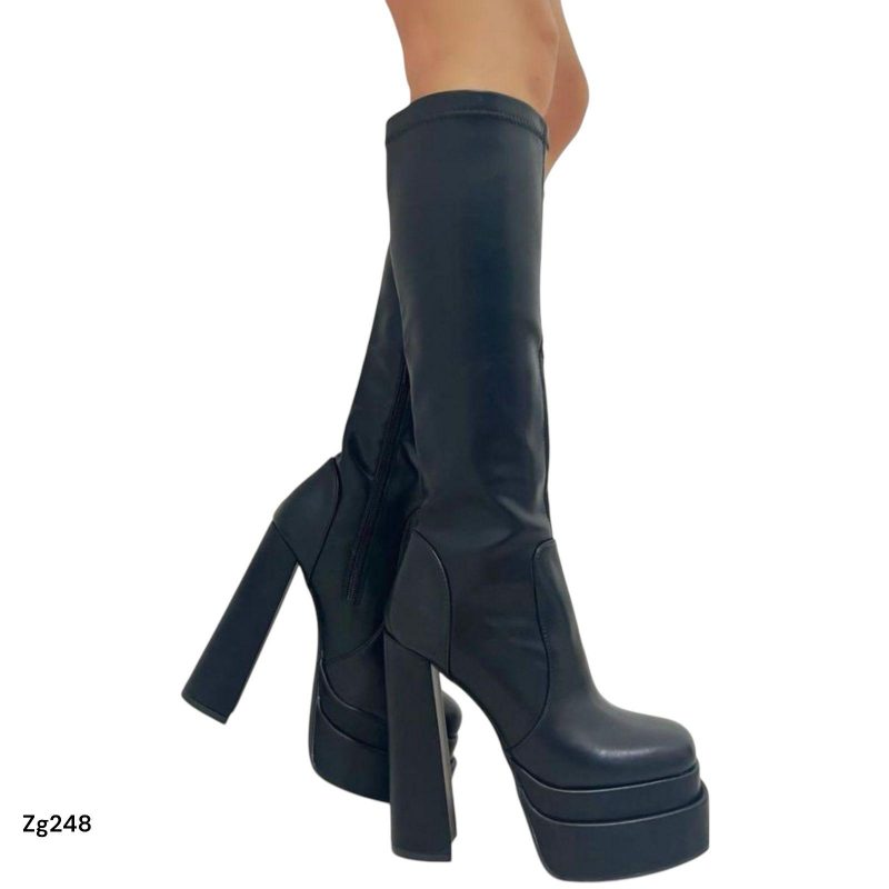 Bota caña alta negro plataforma 5cm tacon 15cm  Y2819  C-19