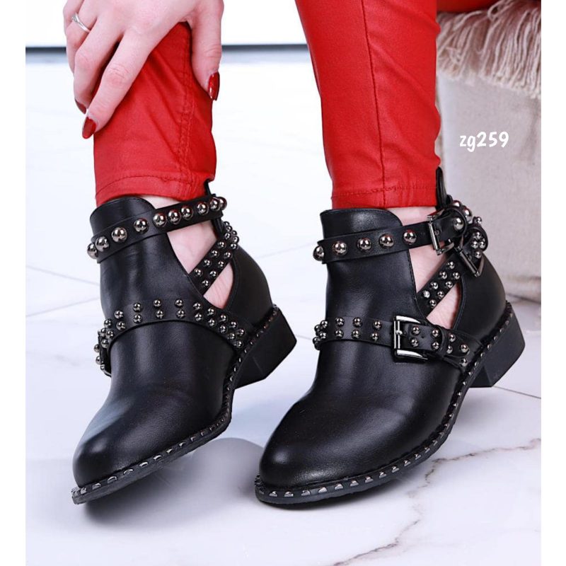 Botin negro apliques plateado correas tacon 3cm  6078  C-21 - Image 5