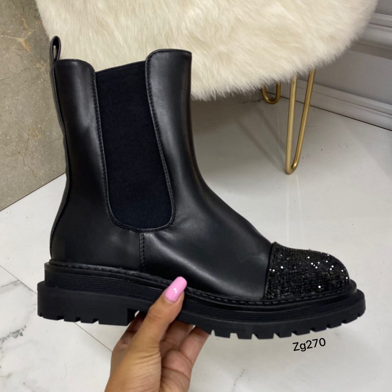Botin negro apliques negro brillantes suela 4cm  5182-6A  C-51 - Image 3