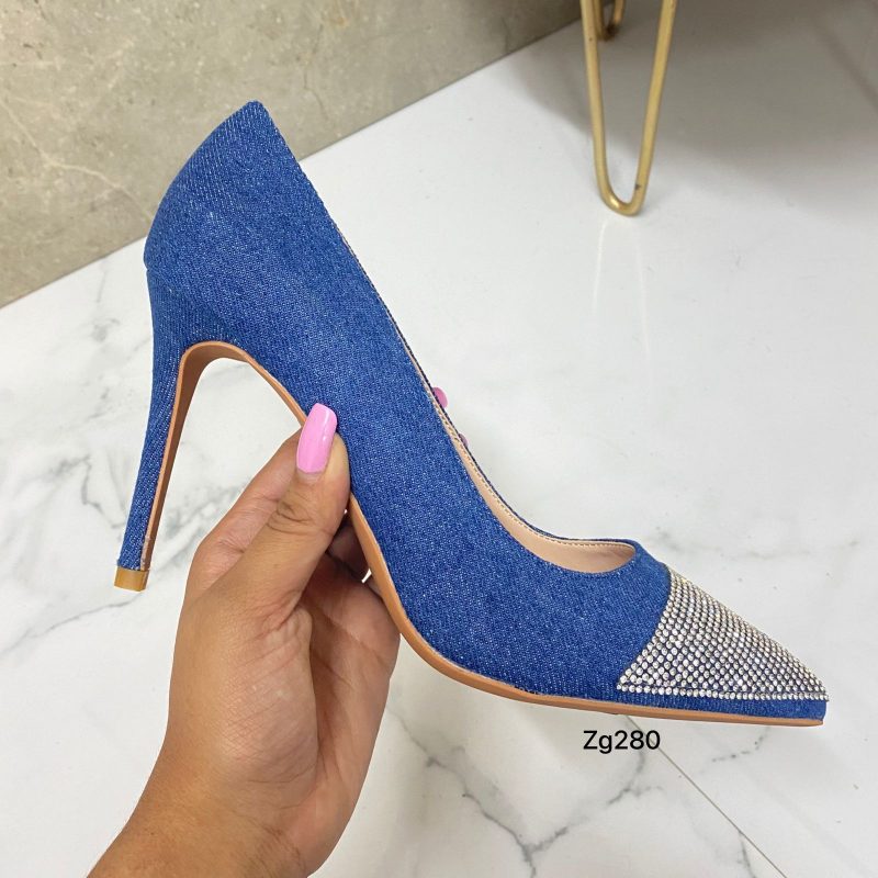 Stiletto denim apliques plateado brillantes tacon 10cm MS19084   C-29 - Image 3